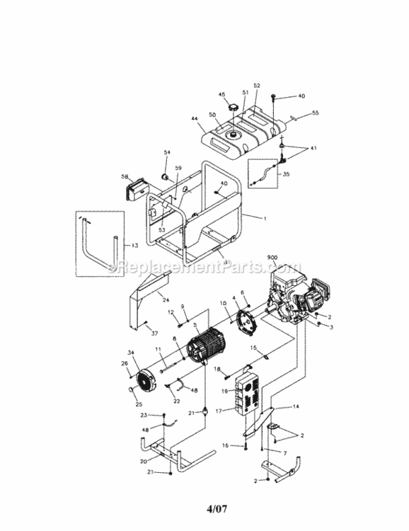 Page A Diagram and Parts List for  Craftsman Generator