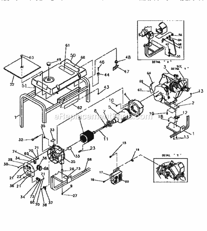 Page C Diagram and Parts List for  Craftsman Generator