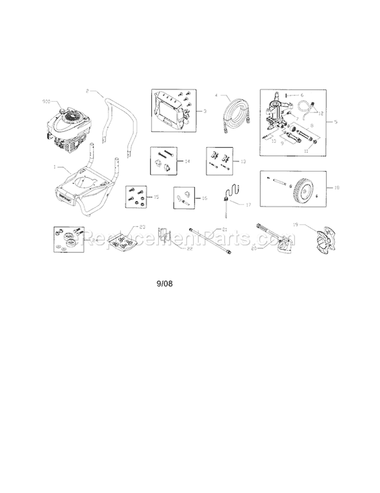 Pressure Washer Diagram and Parts List for  Craftsman Pressure Washer