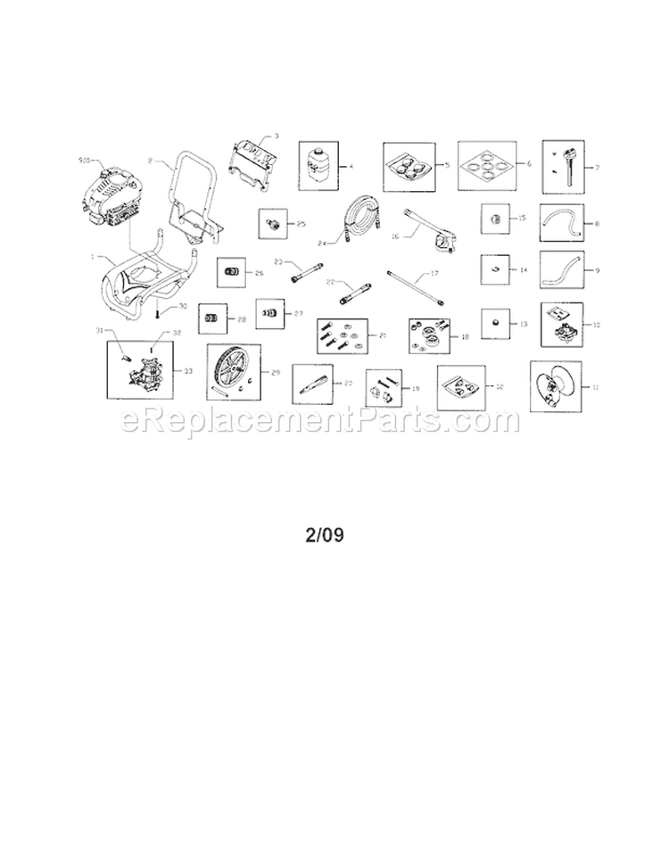 Main Unit Diagram and Parts List for  Craftsman Pressure Washer