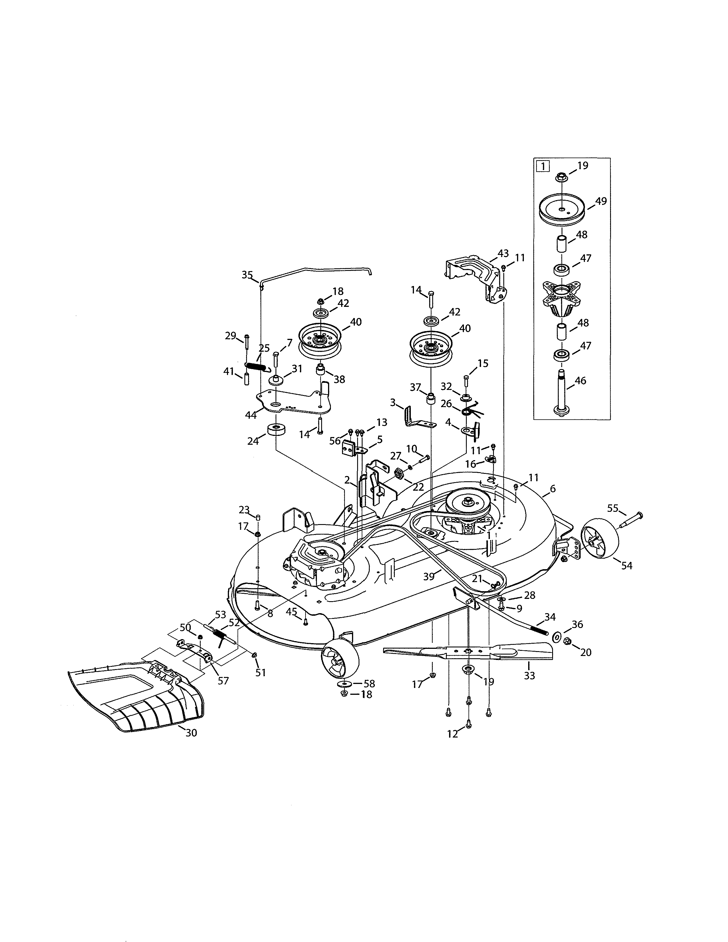 Deck/spindle Pulley Diagram and Parts List for  Craftsman Lawn Tractor