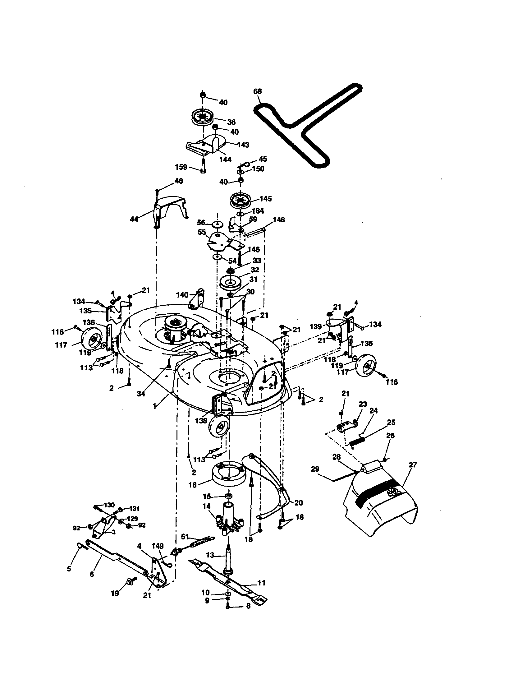Mower Deck Diagram and Parts List for  Craftsman Lawn Tractor