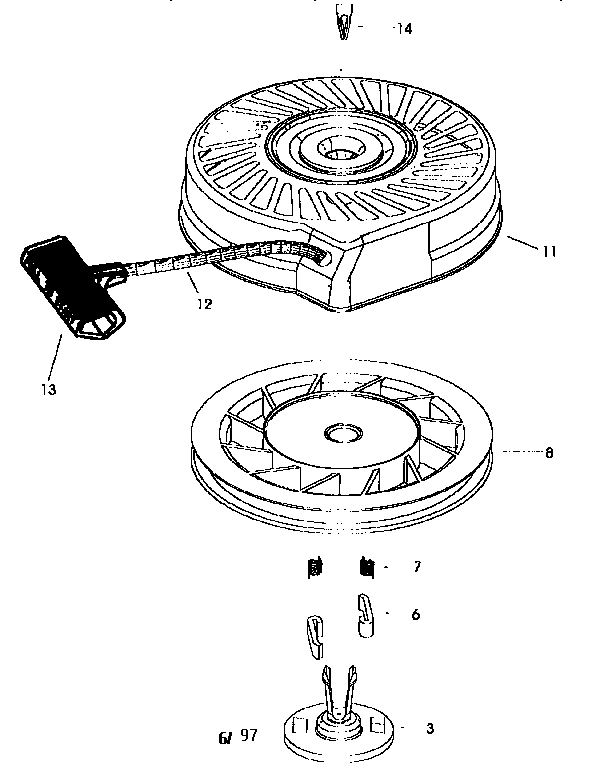 Starter 590738 Diagram and Parts List for  Craftsman Engine