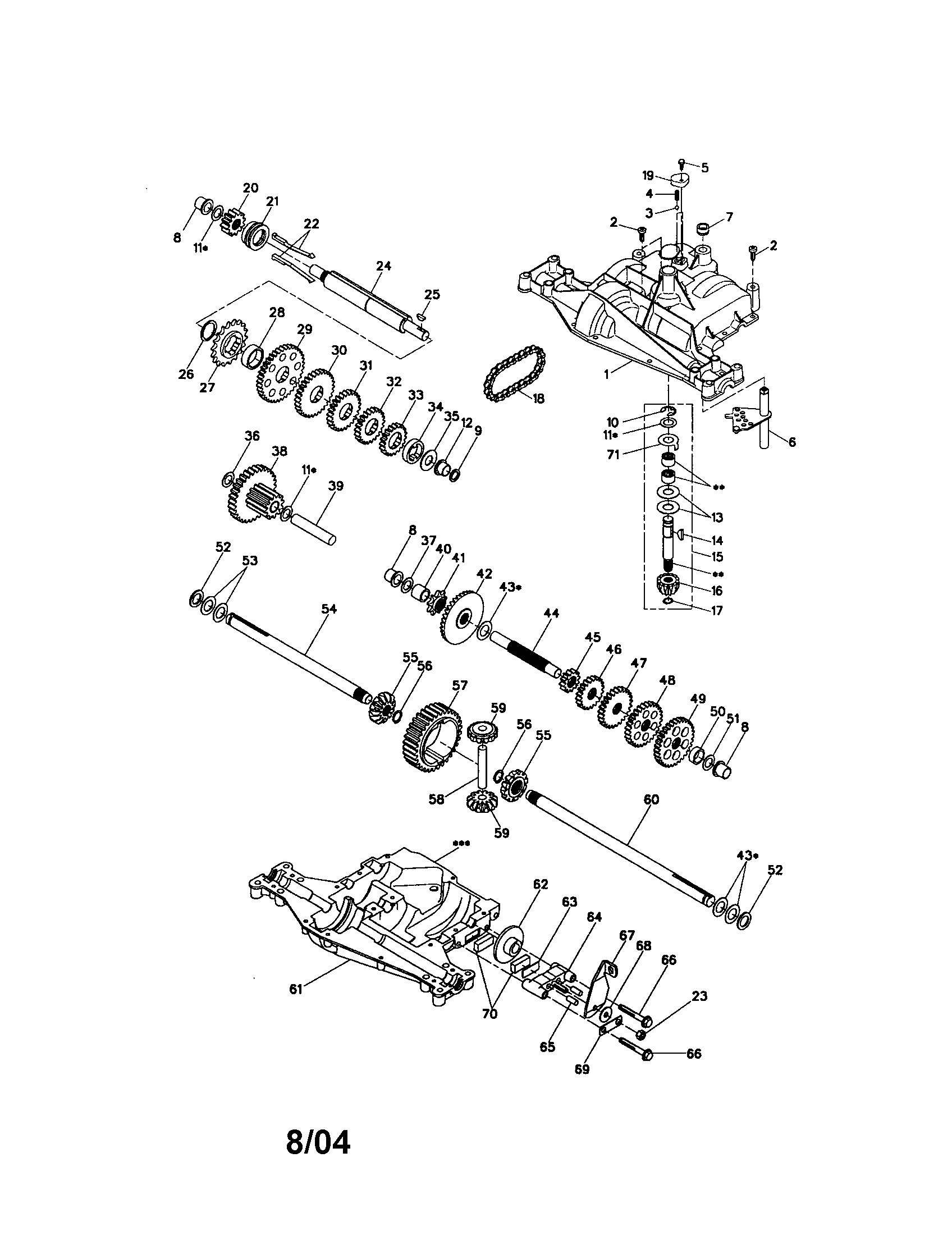 Dana Transaxle Diagram and Parts List for  Craftsman Lawn Tractor
