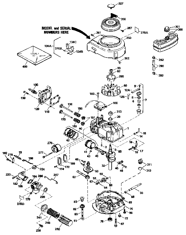 Replacement Parts Diagram and Parts List for  Craftsman Engine