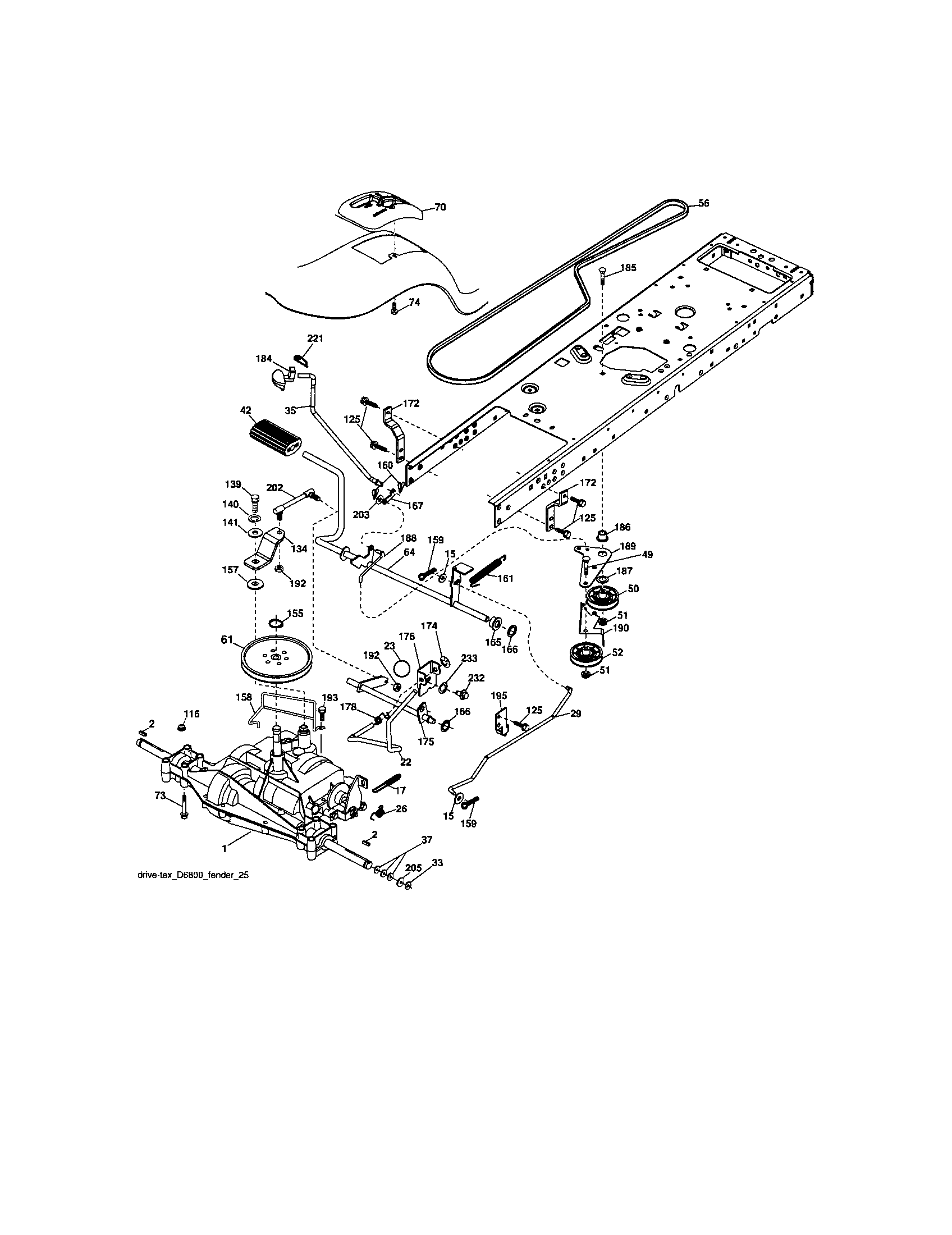 Ground Drive Diagram and Parts List for  Craftsman Lawn Tractor