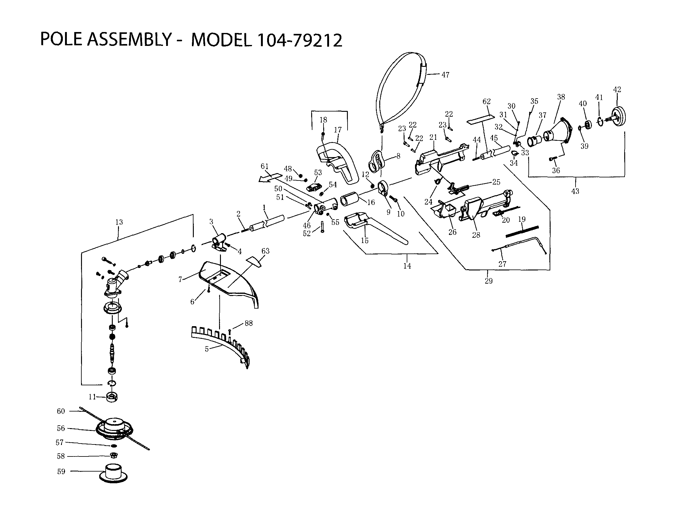 Pole - Model 10479212 Diagram and Parts List for  Craftsman Trimmer