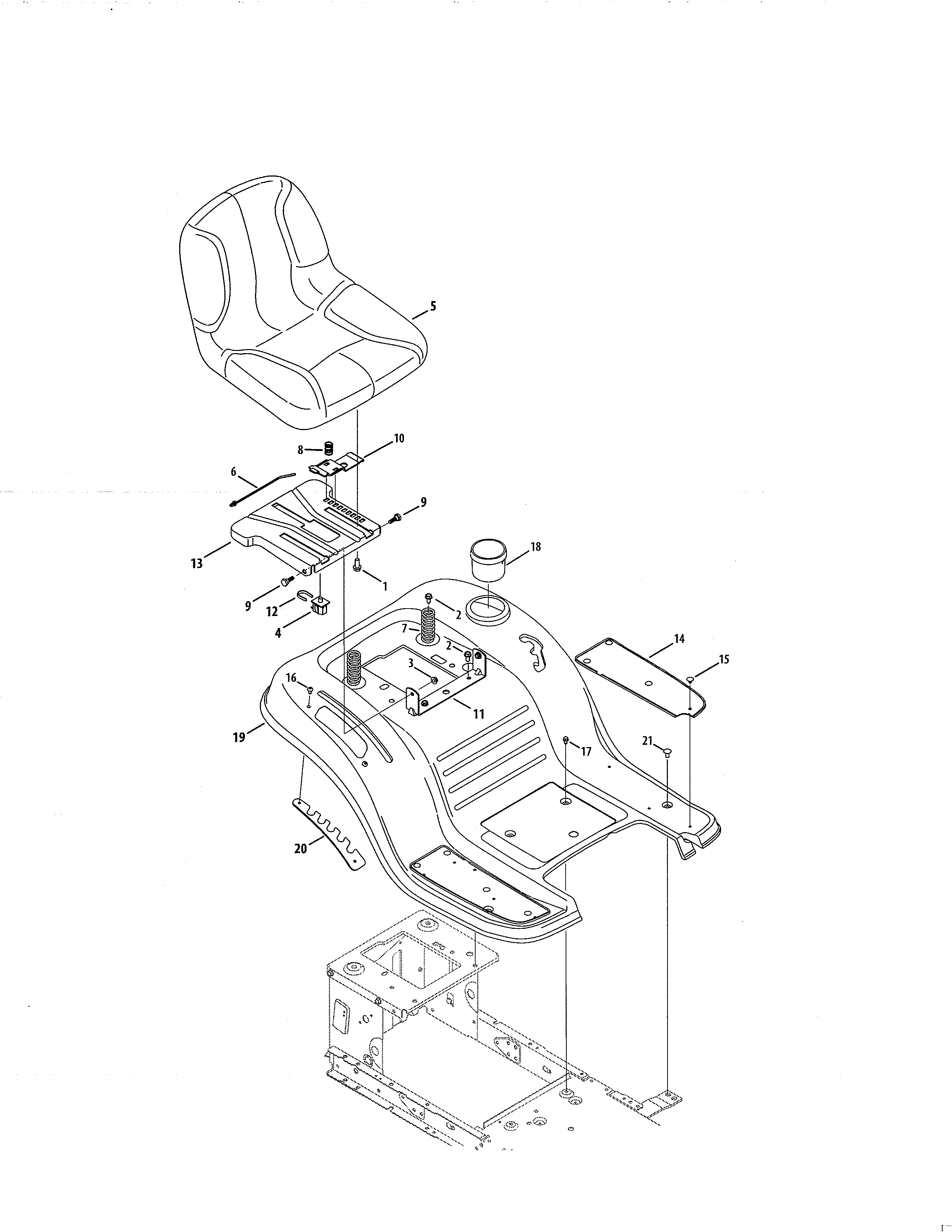 Seat/fender Diagram and Parts List for  Craftsman Lawn Tractor