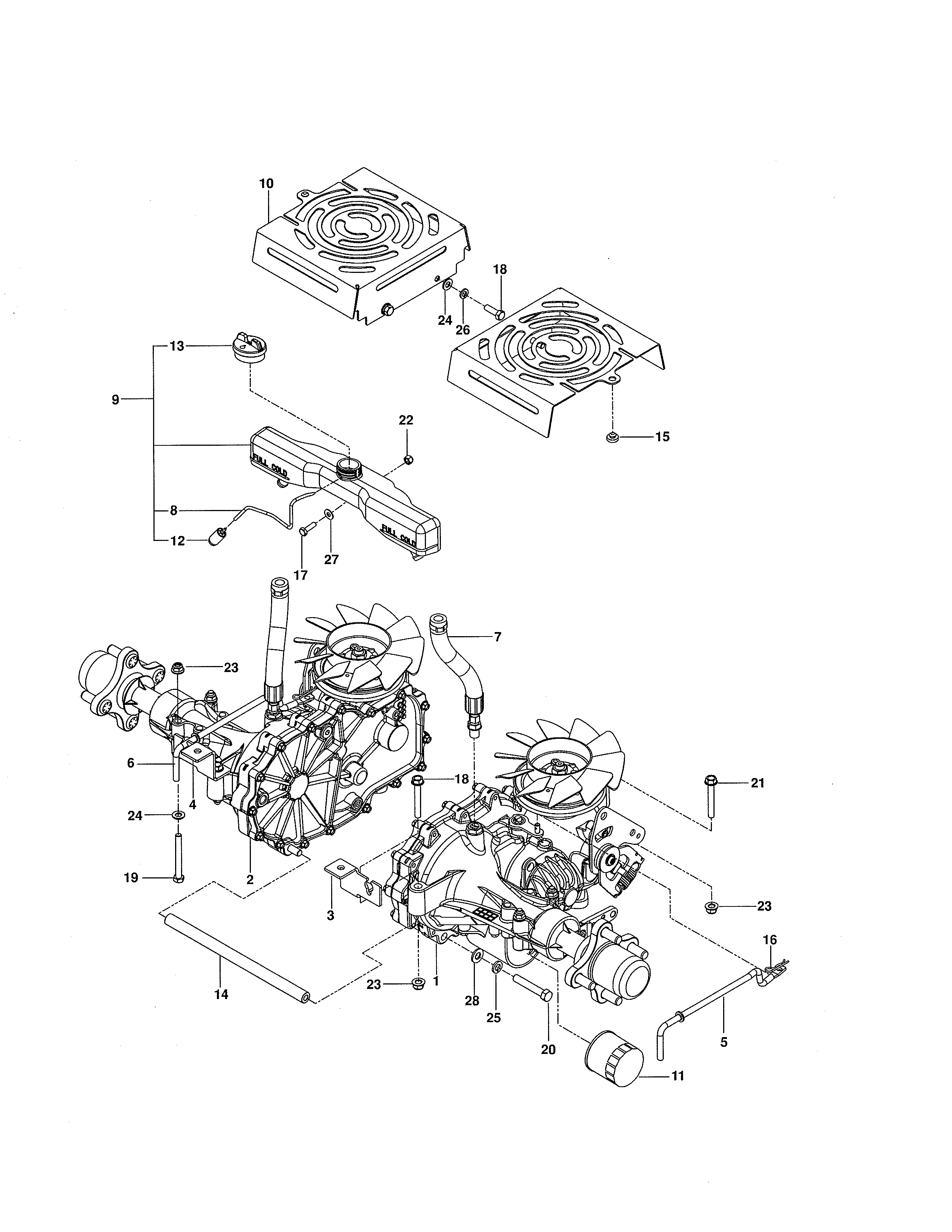 Hydraulic Pump-motor Diagram and Parts List for  Craftsman Engine