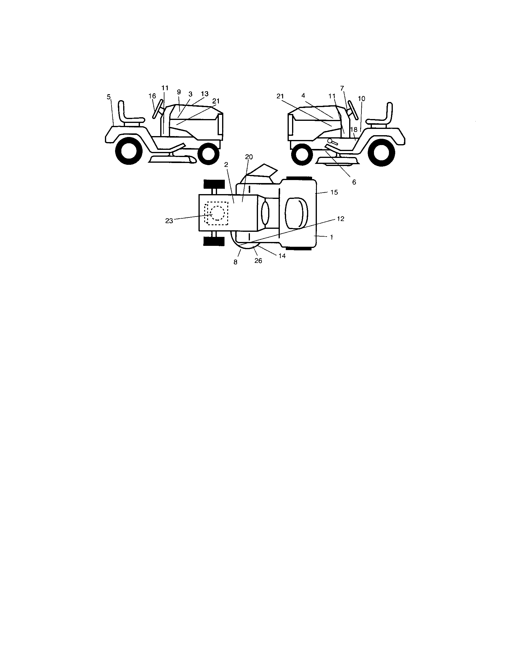 Decals Diagram and Parts List for  Craftsman Lawn Tractor