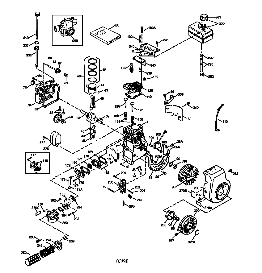 Engine 143.984001 Diagram and Parts List for  Craftsman Engine