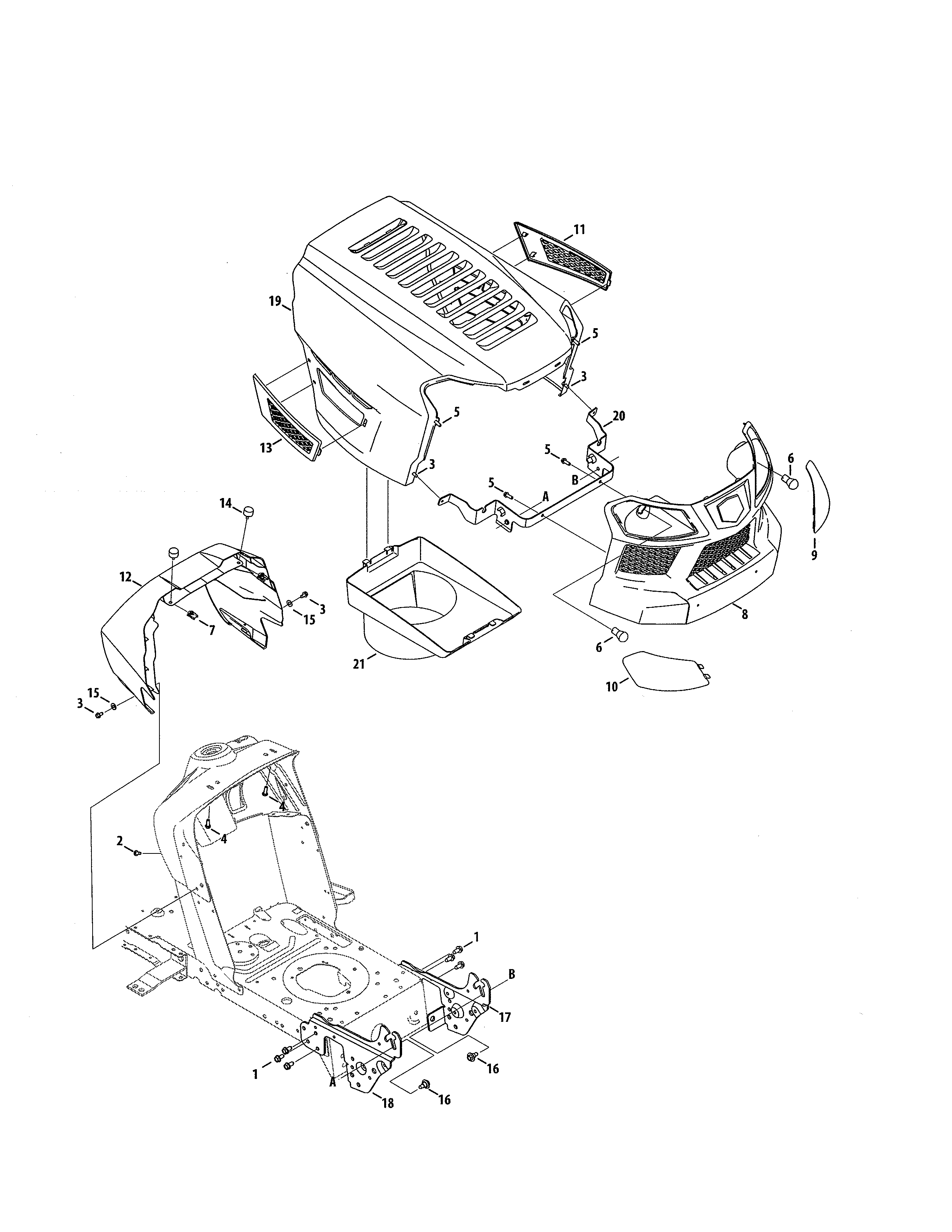 Hood/bumper Diagram and Parts List for  Craftsman Lawn Tractor