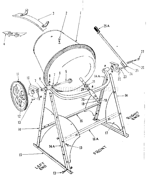 Page A Diagram and Parts List for  Craftsman Cement Mixer