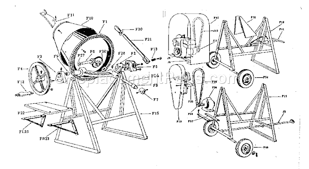 Page A Diagram and Parts List for 7137524  Craftsman Cement Mixer