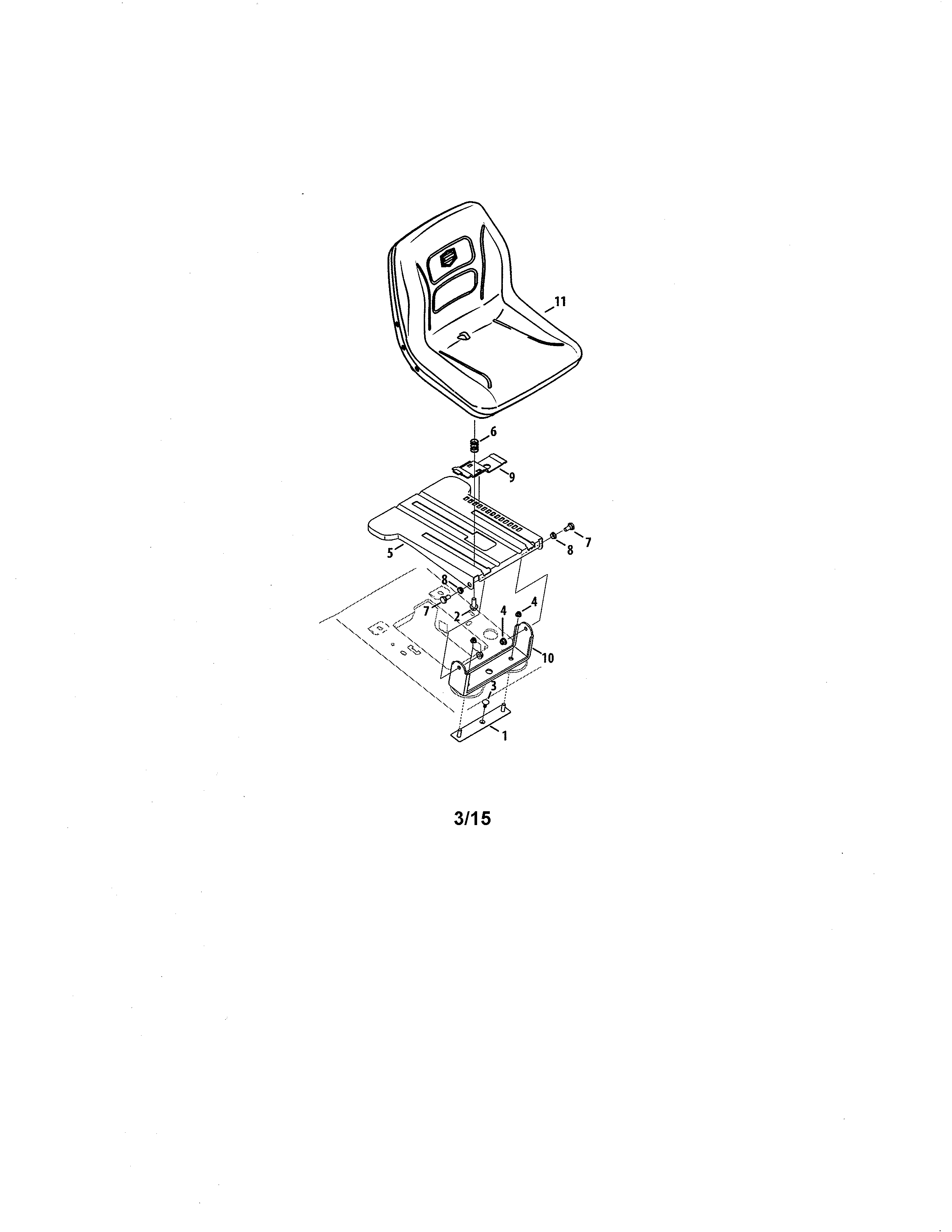 Seat Diagram and Parts List for  Craftsman Lawn Tractor