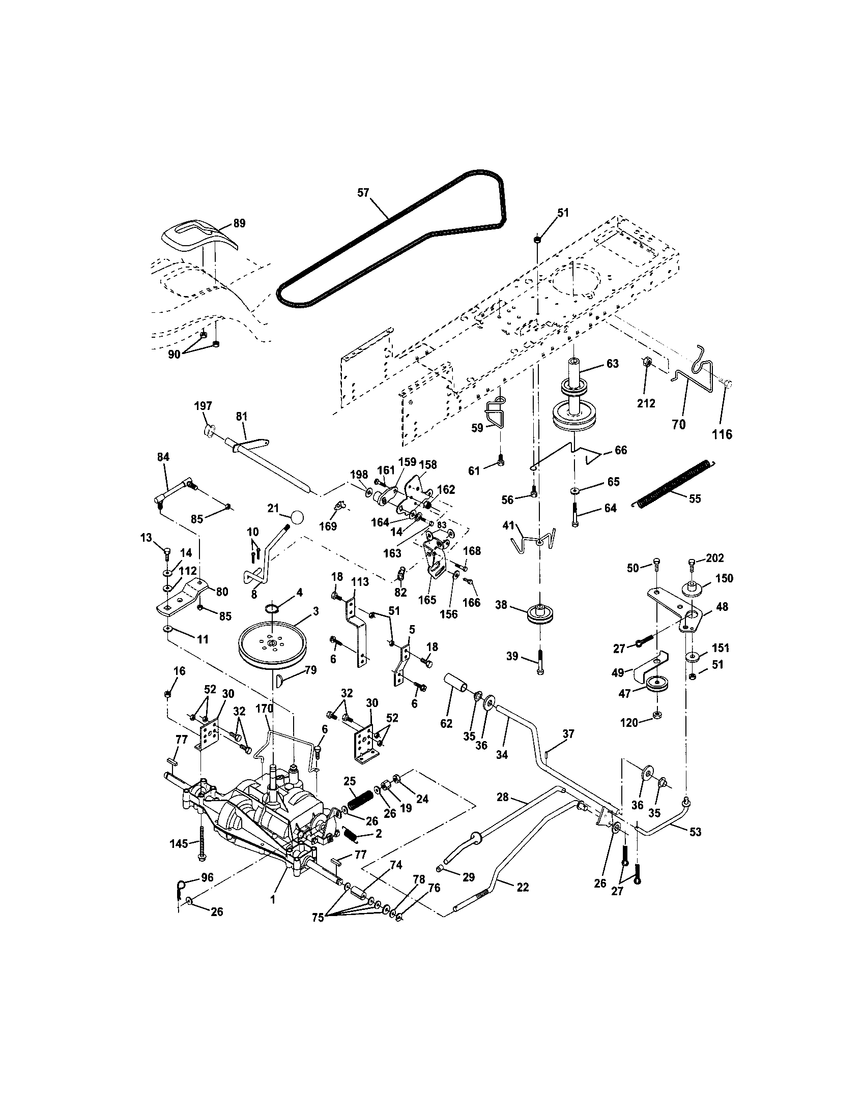 Ground Drive Diagram and Parts List for  Craftsman Lawn Tractor