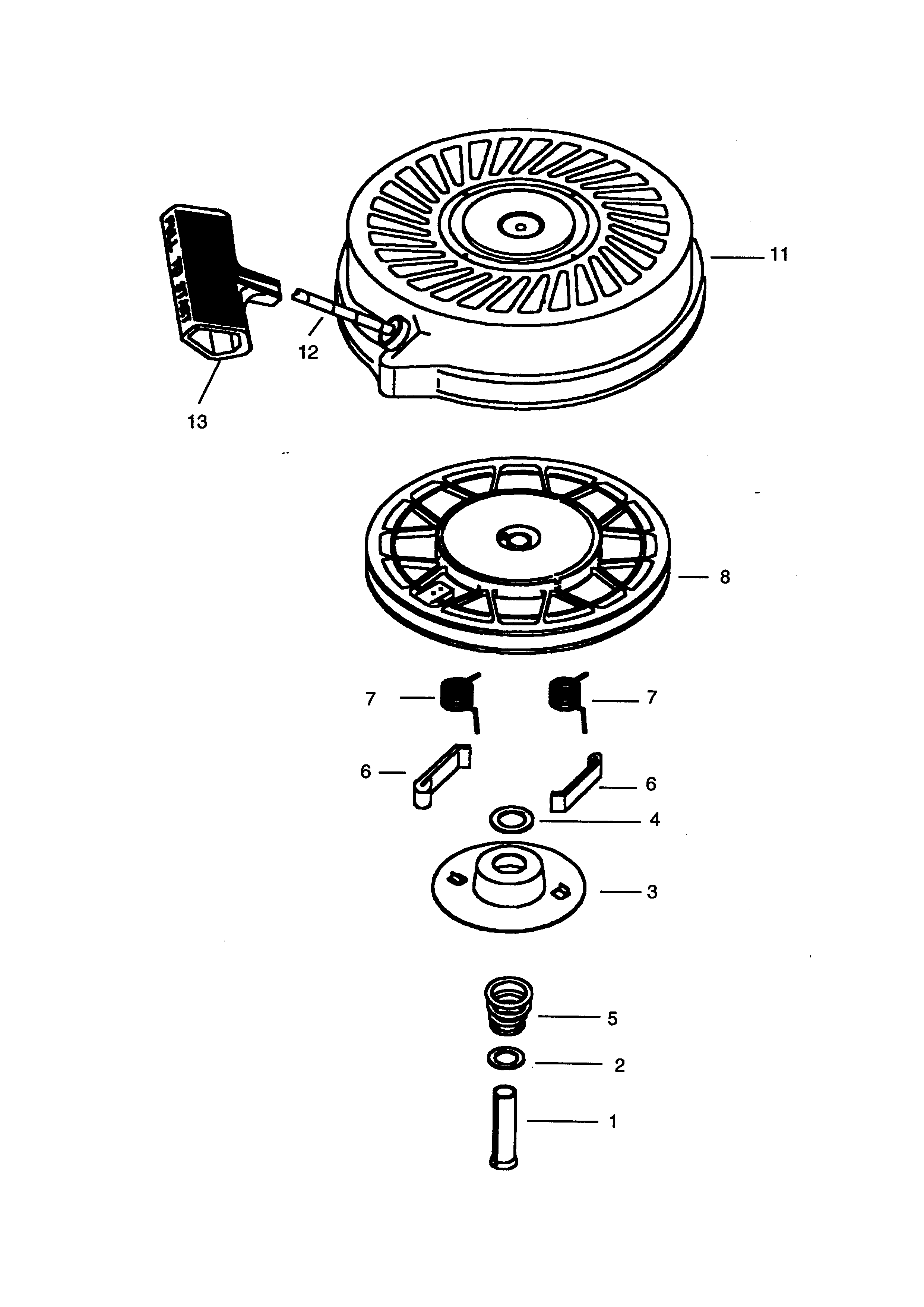 Starter 590732 Diagram and Parts List for  Craftsman Engine