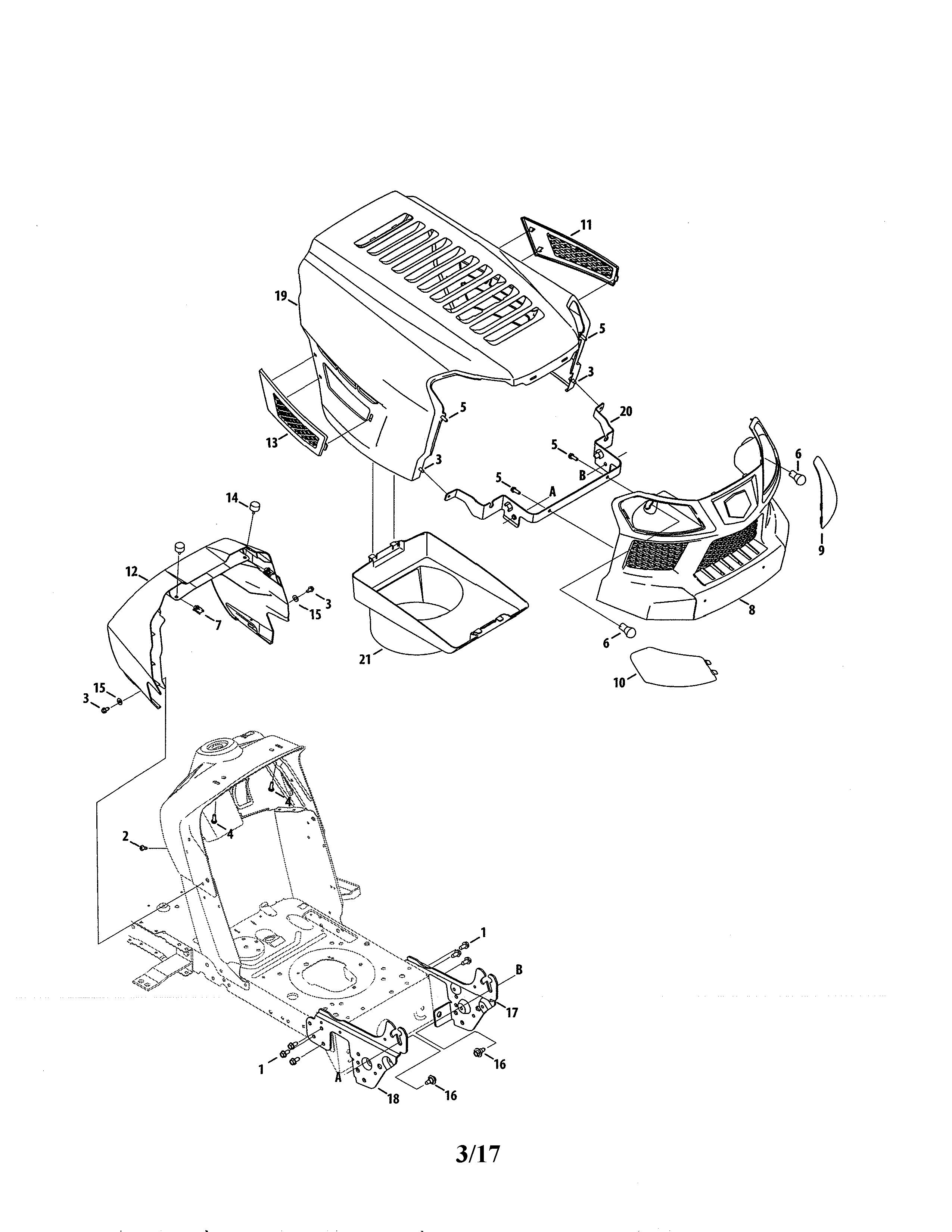 Hood Bumper Diagram and Parts List for  Craftsman Lawn Tractor