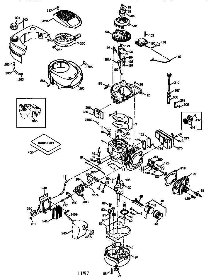 Replacement Parts Diagram and Parts List for  Craftsman Engine