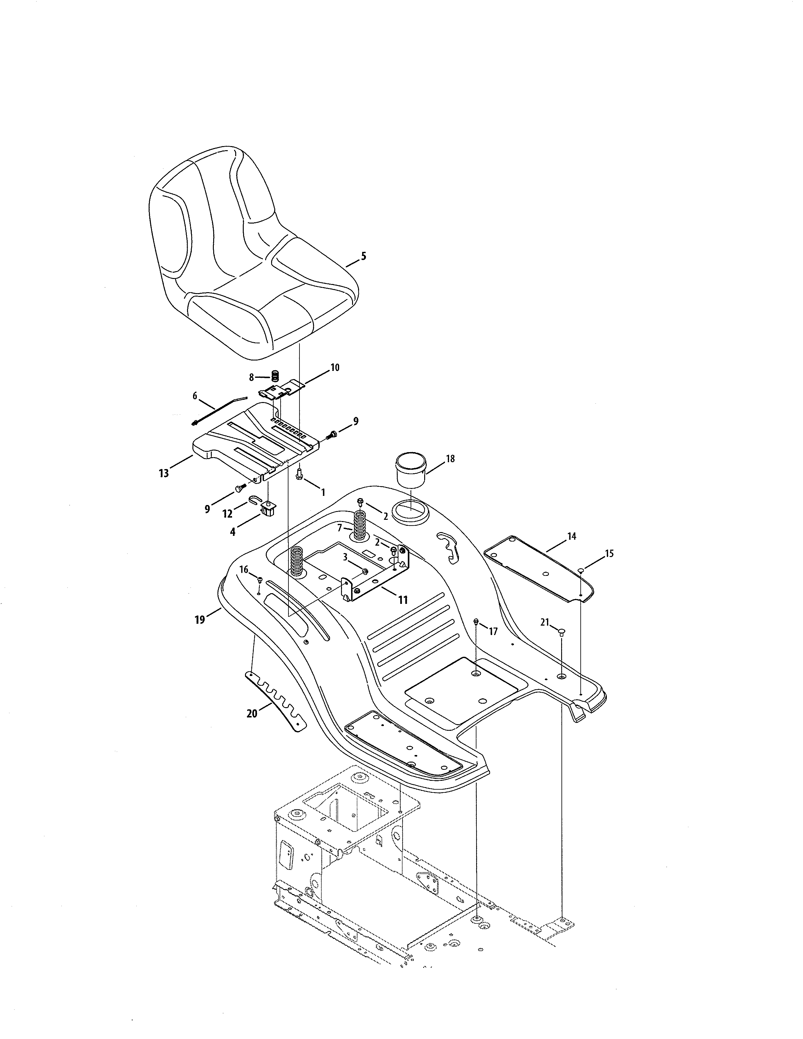 Seat/fender Diagram and Parts List for  Craftsman Lawn Tractor