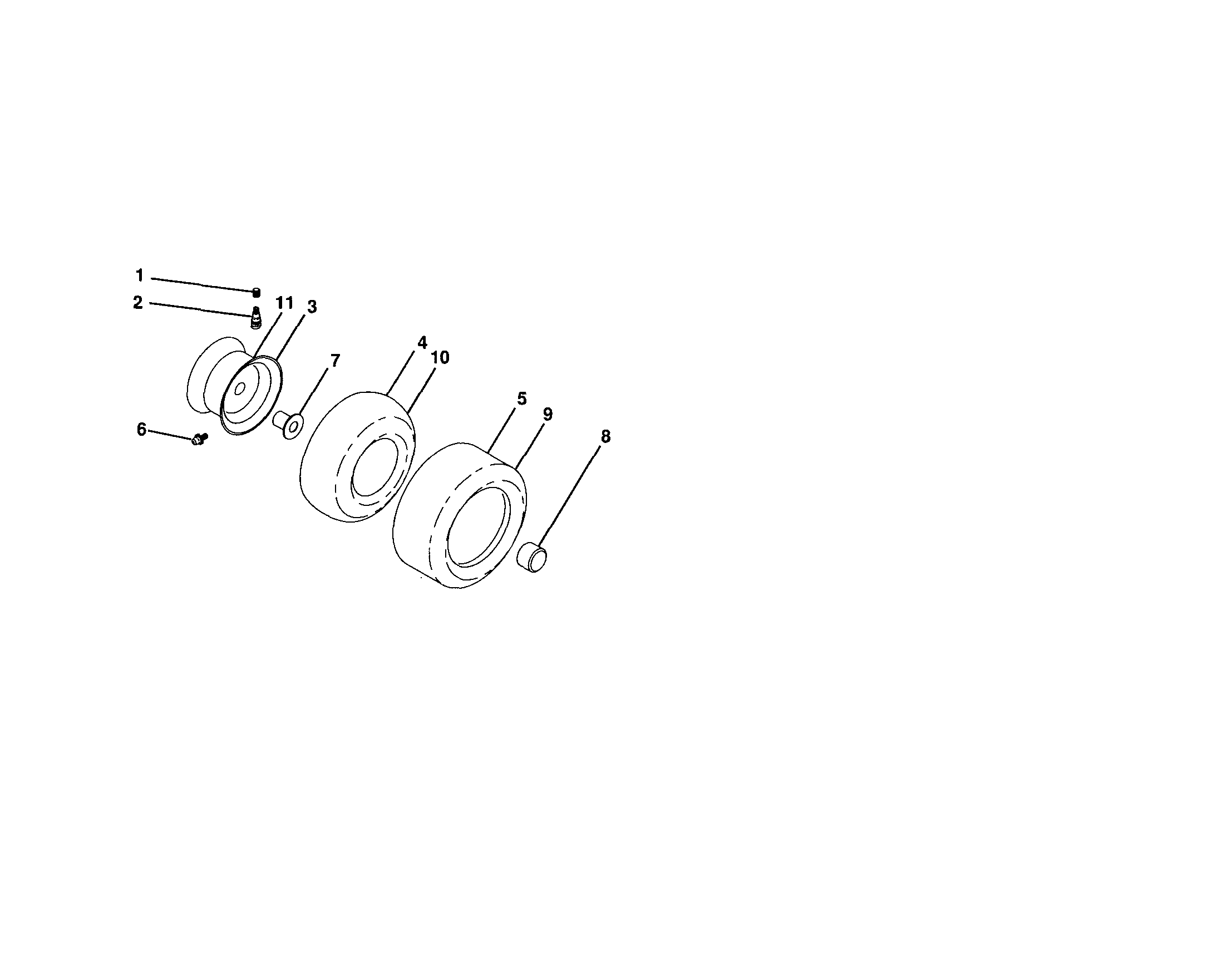 Wheels And Tires Diagram and Parts List for  Craftsman Lawn Tractor