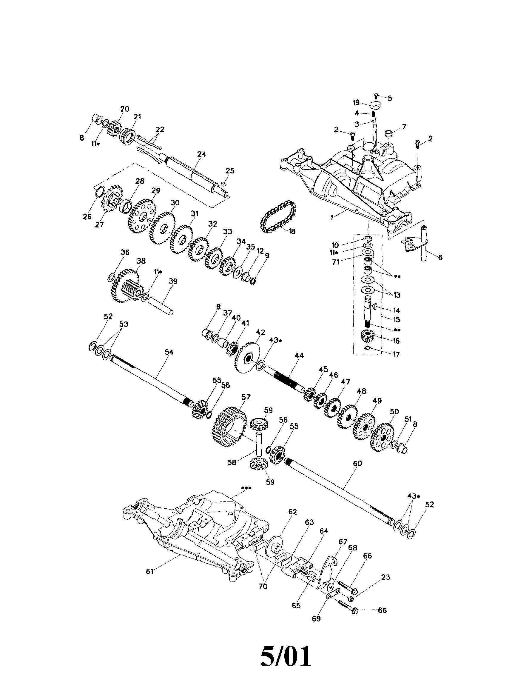 Dana Transaxle Diagram and Parts List for  Craftsman Lawn Tractor