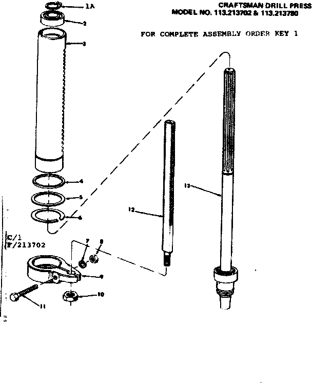 2 In. Drill Press/spindle Assembly, Stop Diagram and Parts List for  Craftsman Drill Press
