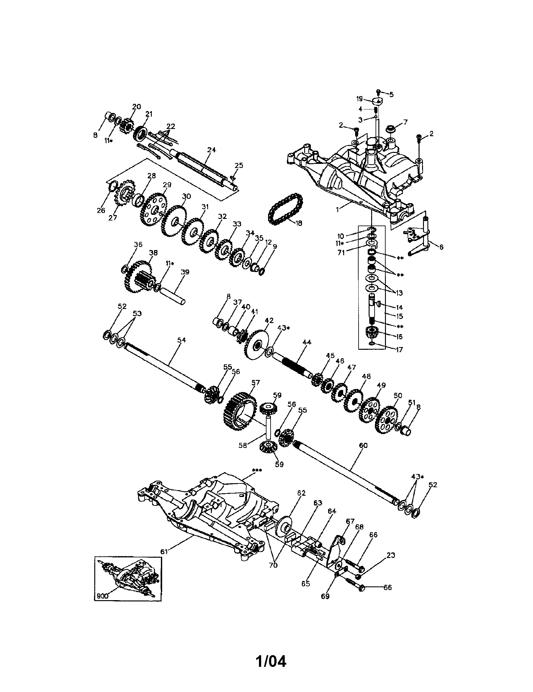 Dana Transaxle Diagram and Parts List for  Craftsman Lawn Tractor
