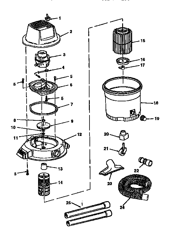 Unit Diagram and Parts List for  Craftsman Utility Vacuum
