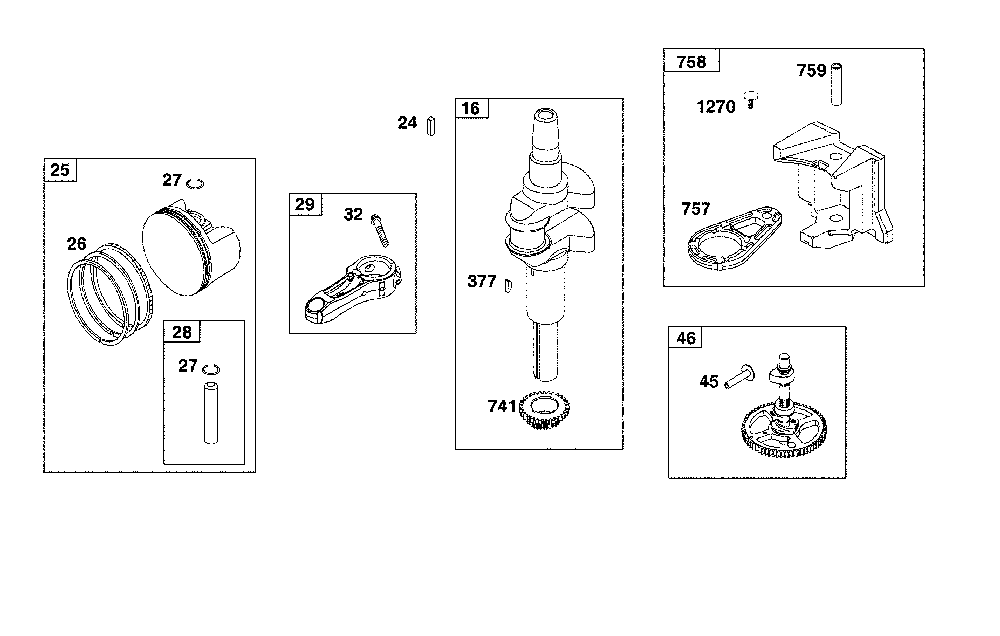 Crankshaft Diagram and Parts List for  Craftsman Lawn Tractor