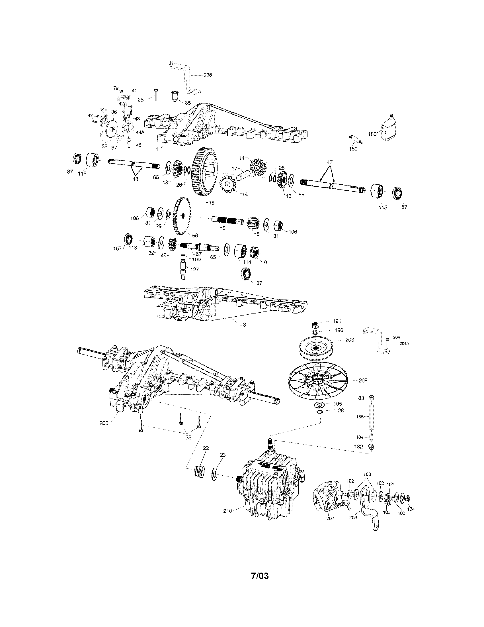 Peerless Transaxle - 2000-006a Diagram and Parts List for  Craftsman Lawn Tractor