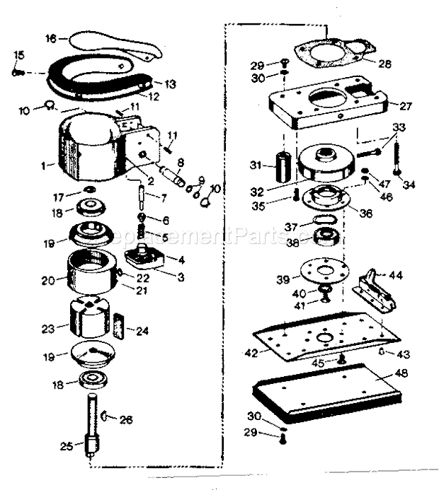 Unit Parts Diagram and Parts List for  Craftsman Orbital or Palm Sander