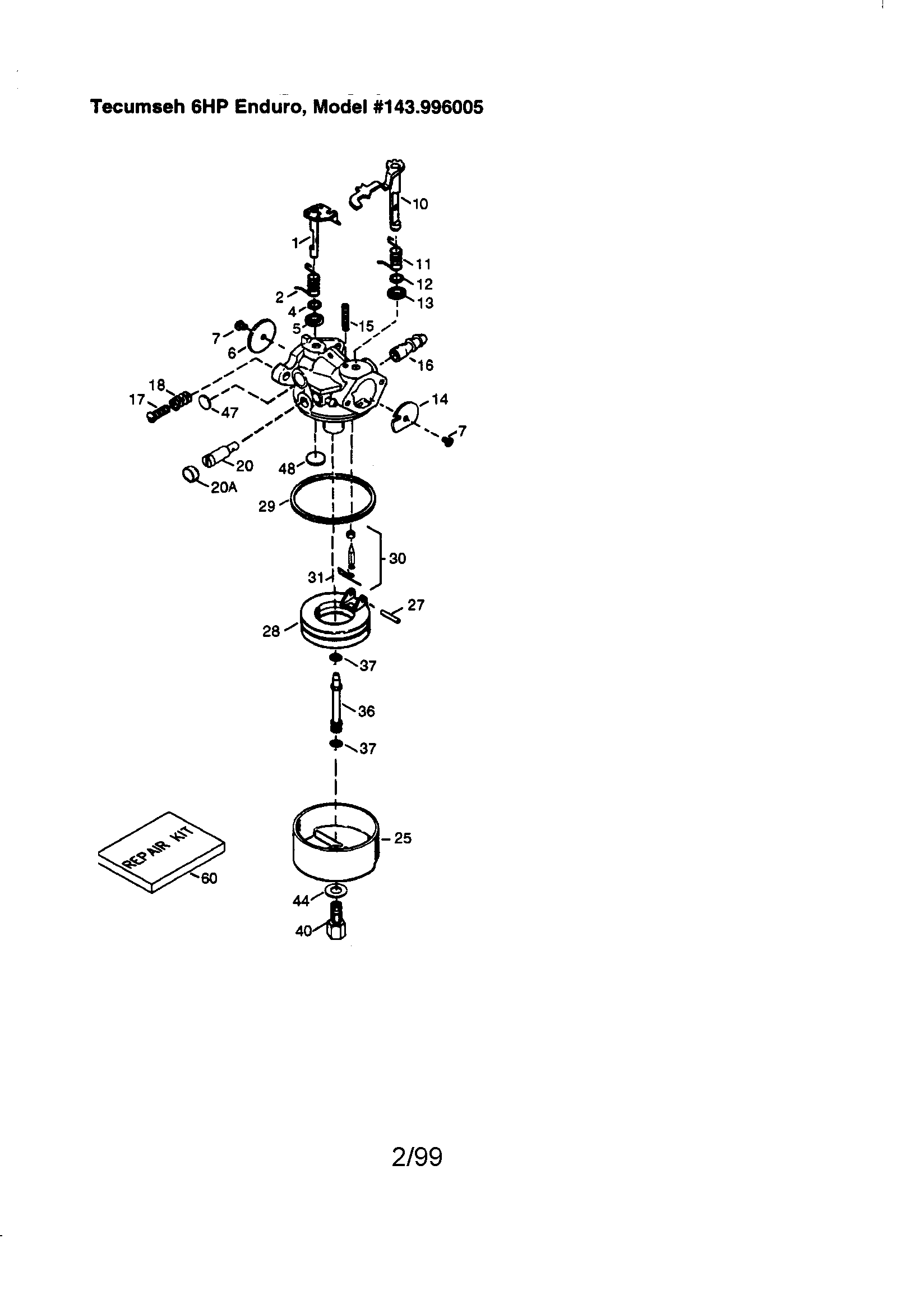 Replacement Parts Diagram and Parts List for  Craftsman Engine