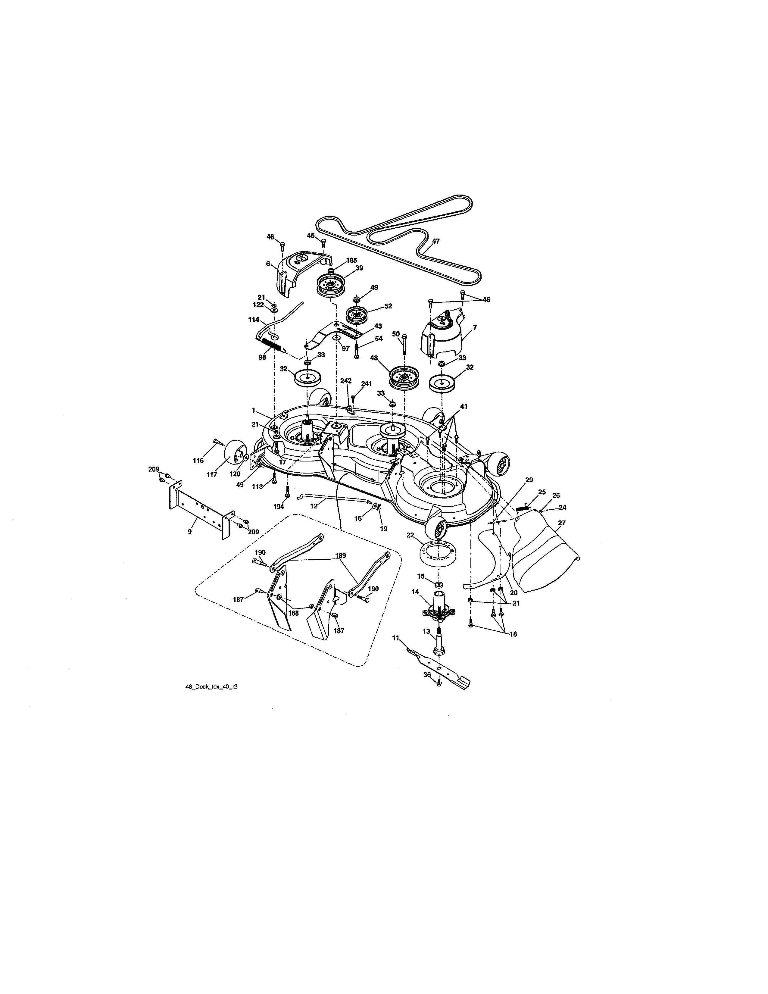 Mower Deck Diagram and Parts List for  Craftsman Lawn Tractor