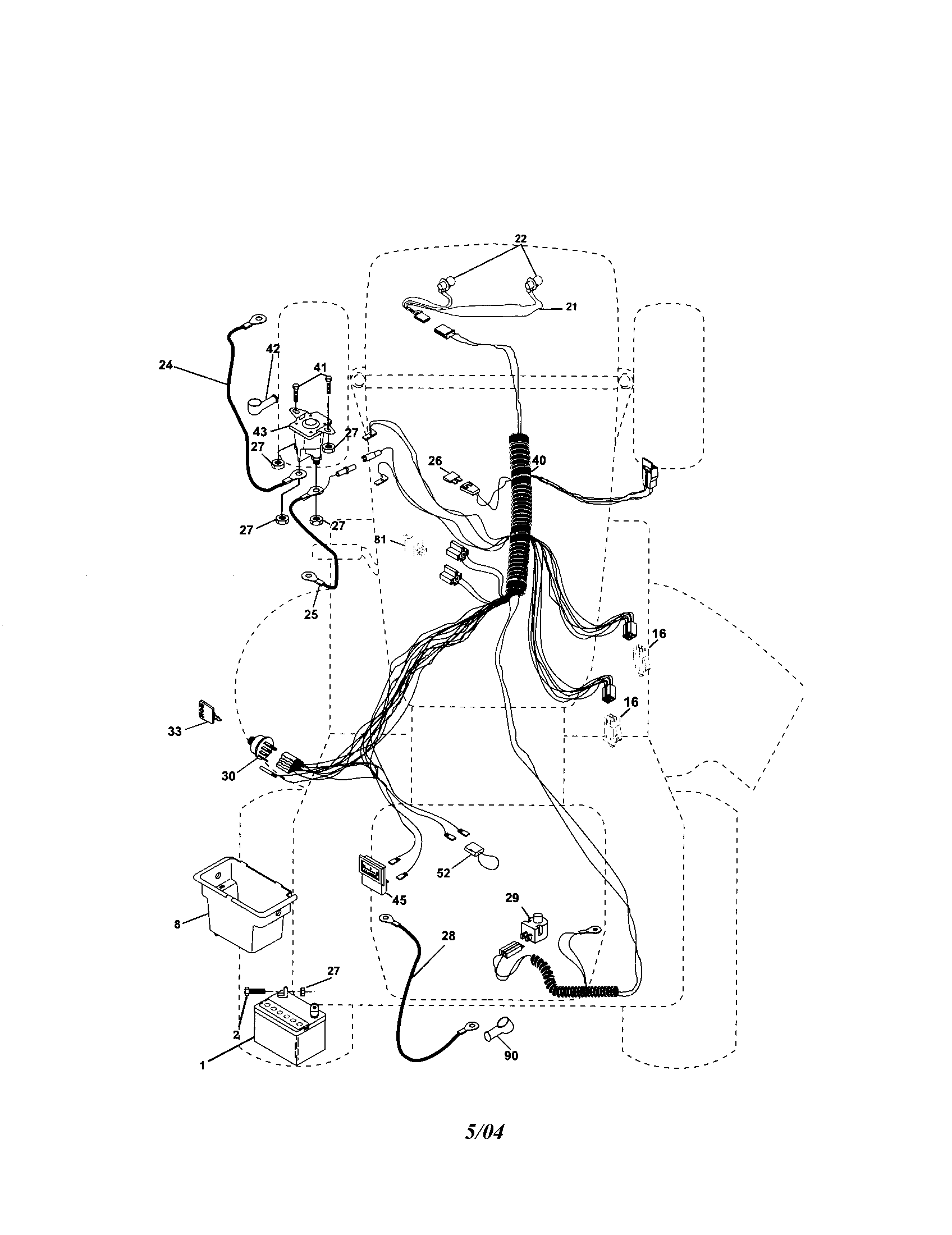 Electrical Diagram and Parts List for  Craftsman Lawn Tractor