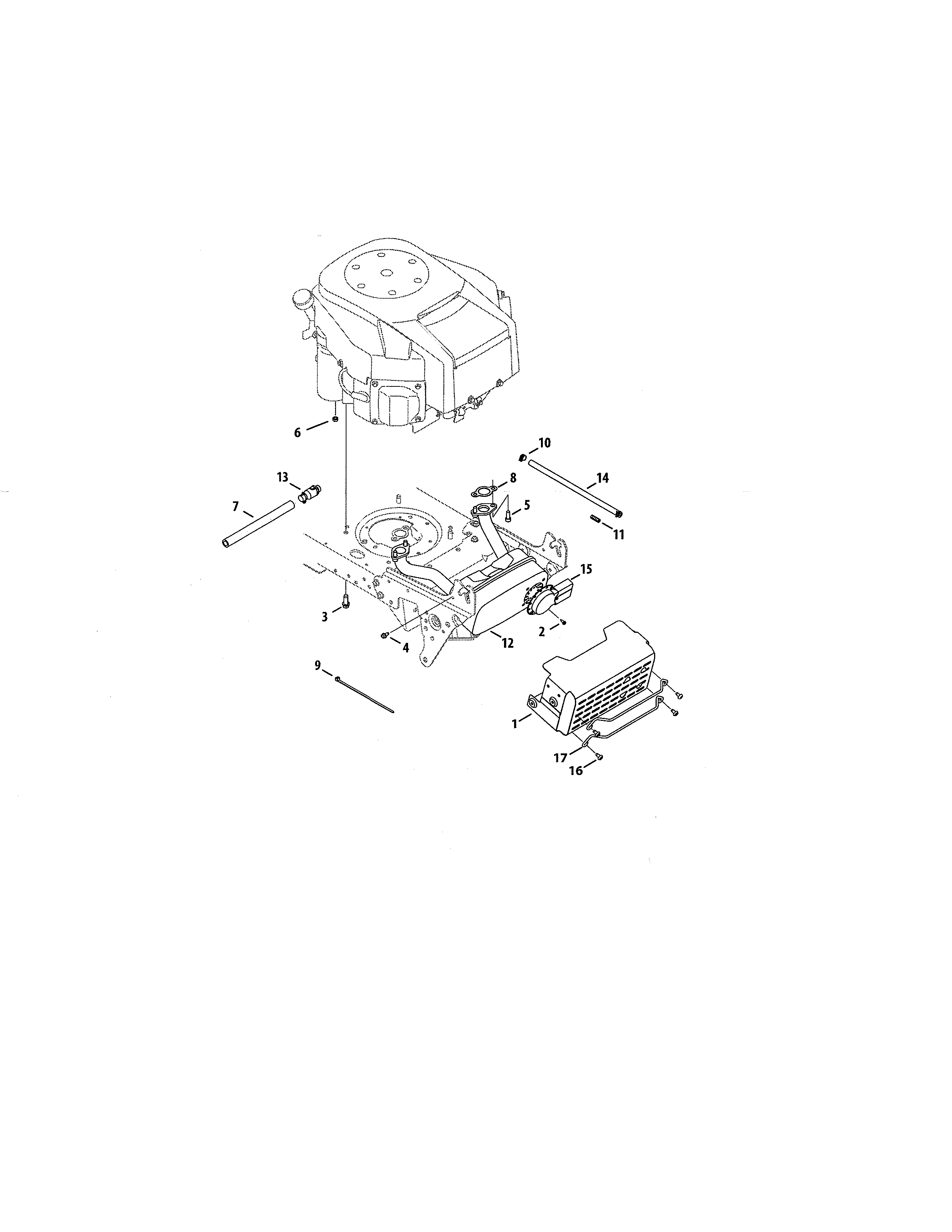 Engine/muffler Diagram and Parts List for  Craftsman Lawn Tractor