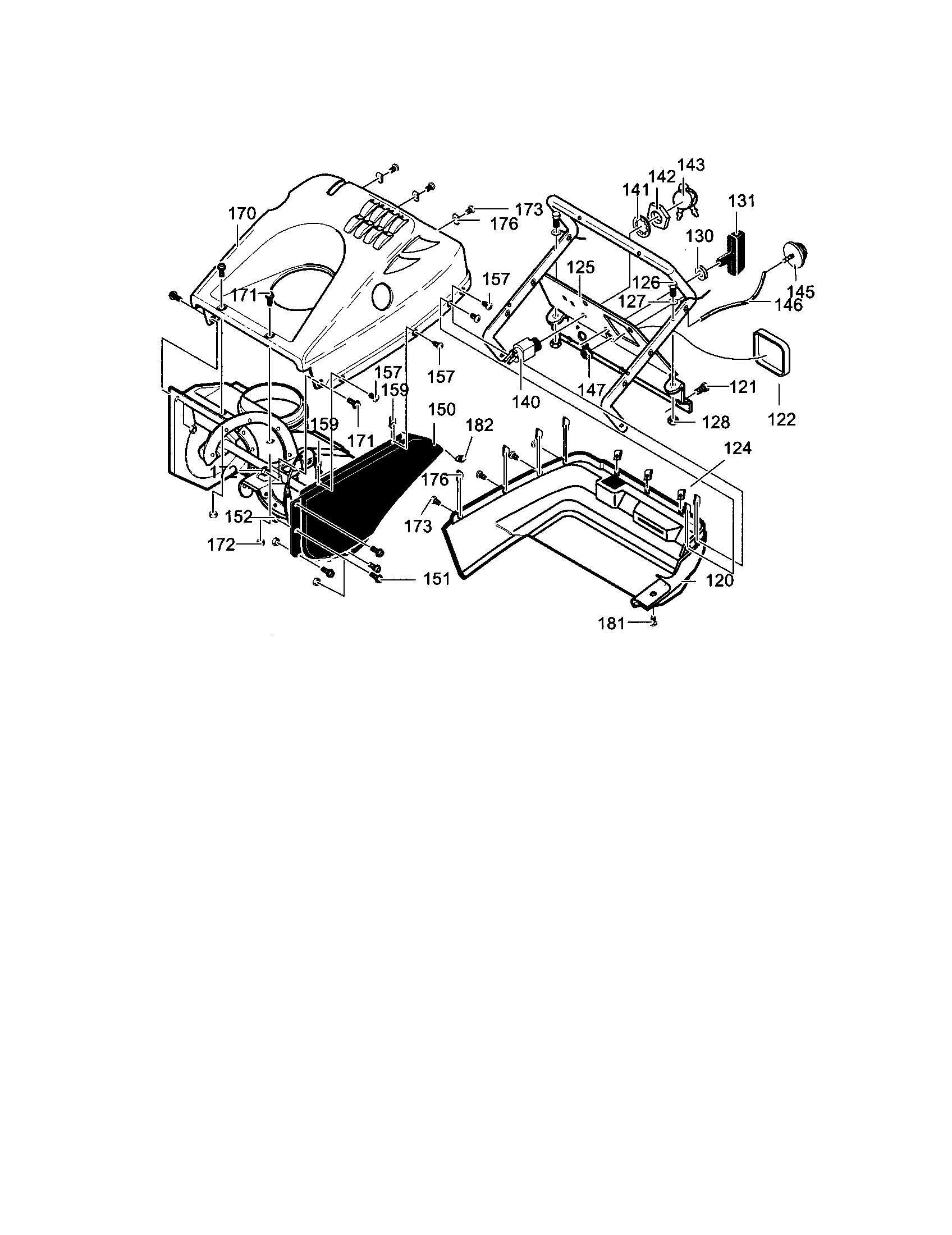 Top Cover Assembly Diagram and Parts List for  Craftsman Snow Blower