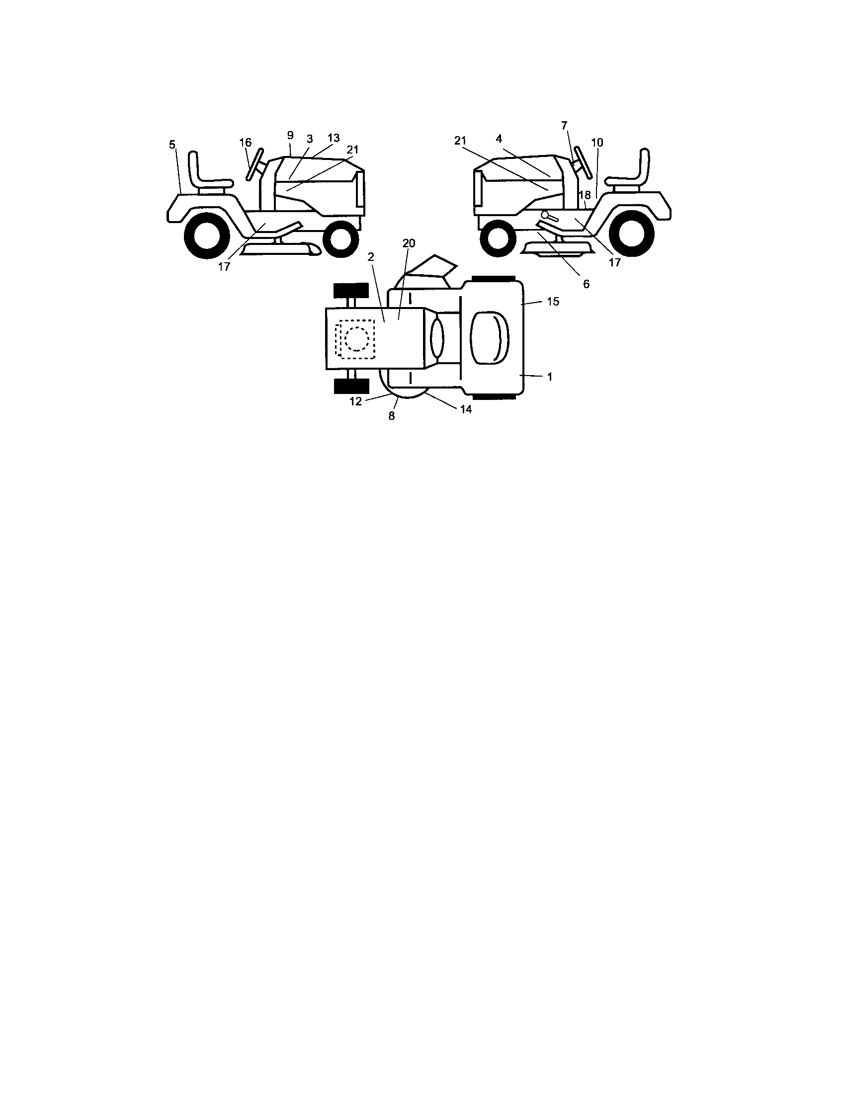 Decals Diagram and Parts List for  Craftsman Lawn Tractor