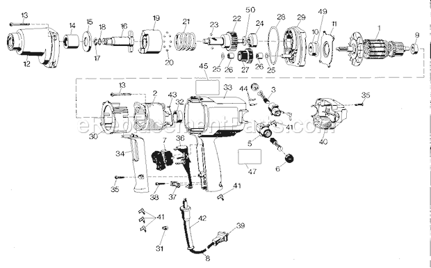 Unit Parts Diagram and Parts List for  Craftsman Impact Driver