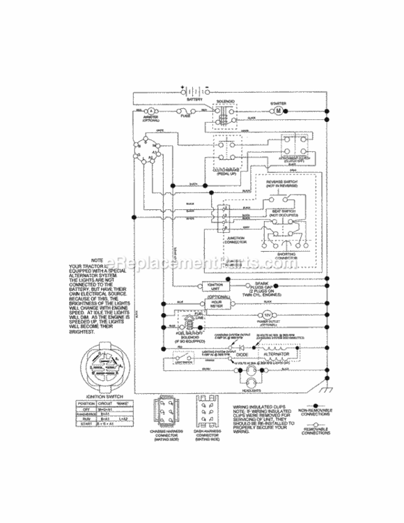 Page K Diagram and Parts List for  Craftsman Lawn Tractor