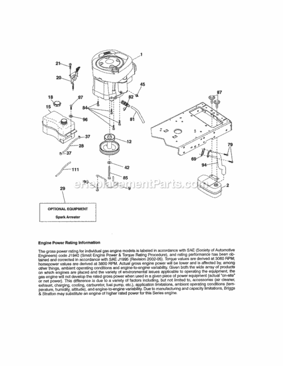 Page D Diagram and Parts List for  Craftsman Lawn Tractor