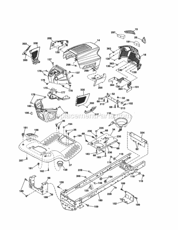 Page B Diagram and Parts List for  Craftsman Lawn Tractor
