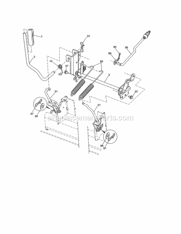 Page H Diagram and Parts List for  Craftsman Lawn Tractor