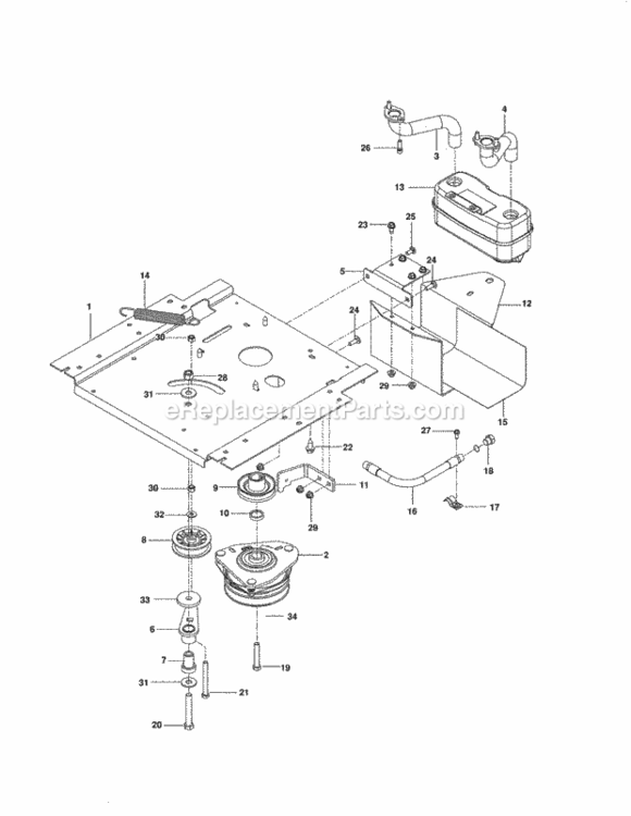 Page B Diagram and Parts List for  Craftsman Lawn Tractor