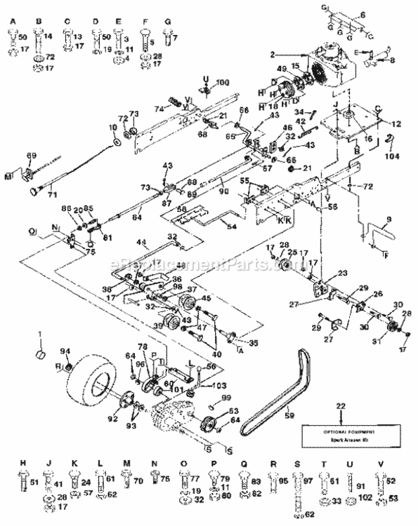 Page D Diagram and Parts List for  Craftsman Lawn Tractor