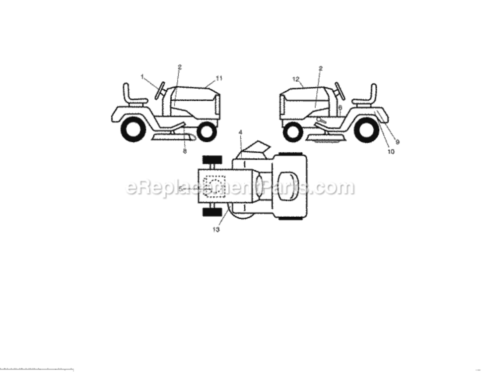 Decals Diagram and Parts List for  Craftsman Lawn Tractor