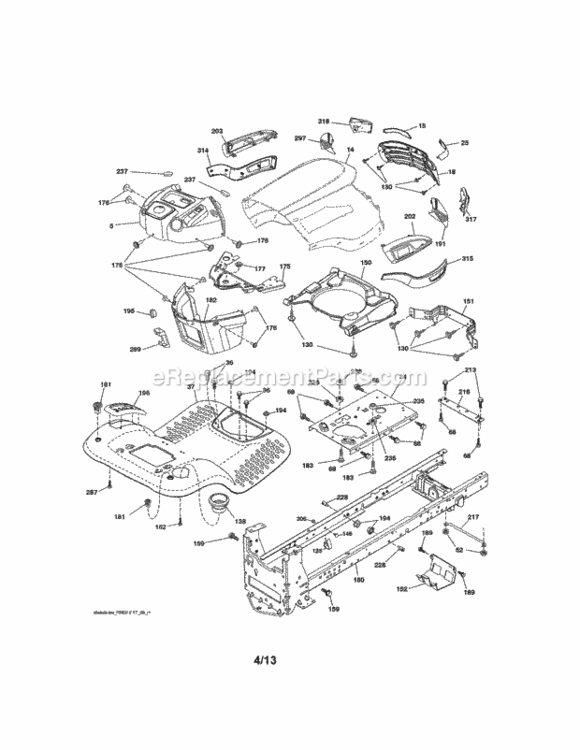 Page B Diagram and Parts List for  Craftsman Lawn Tractor