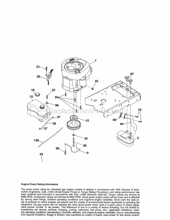 Page D Diagram and Parts List for  Craftsman Lawn Tractor
