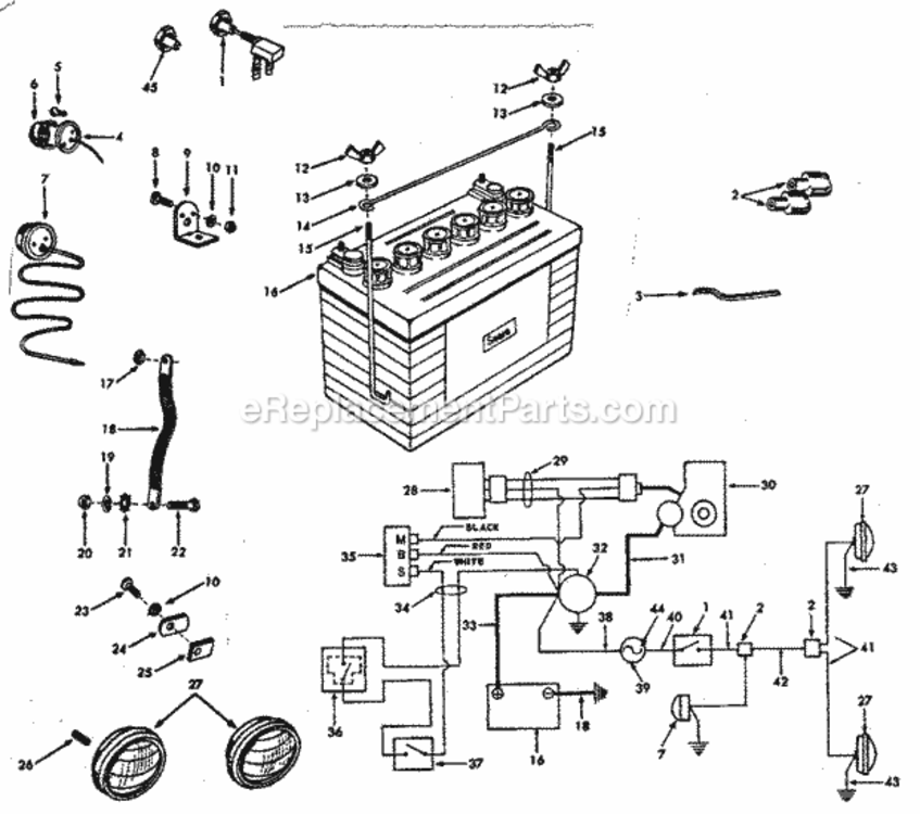 Page C Diagram and Parts List for  Craftsman Lawn Tractor