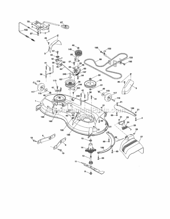 Page M Diagram and Parts List for  Craftsman Lawn Tractor